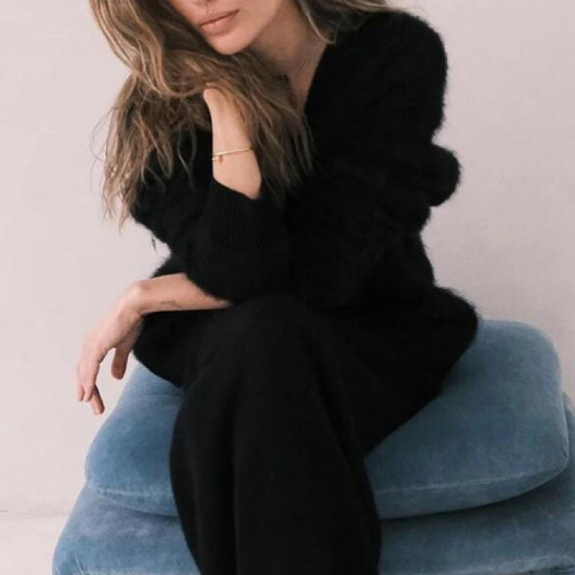 Gilet large pour femme en laine tricotée douce