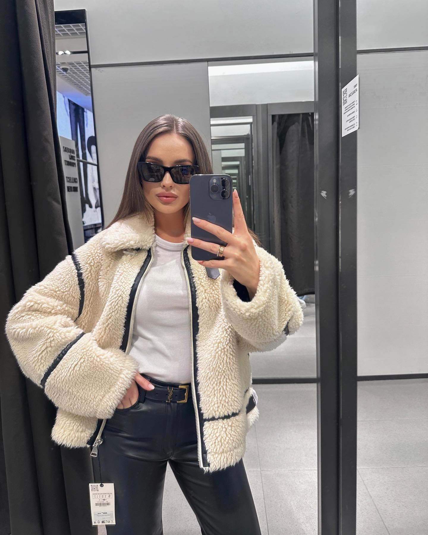 Veste Teddy à Bordures Graphiques