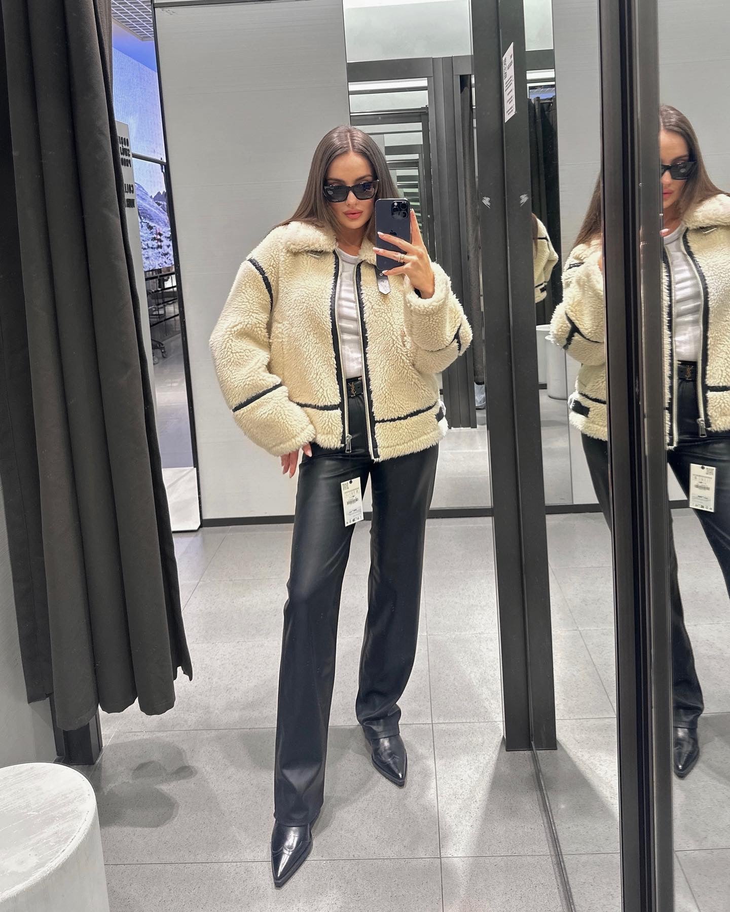 Veste Teddy à Bordures Graphiques